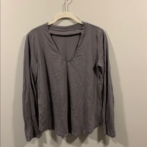 Gray cut out long sleeved shirt